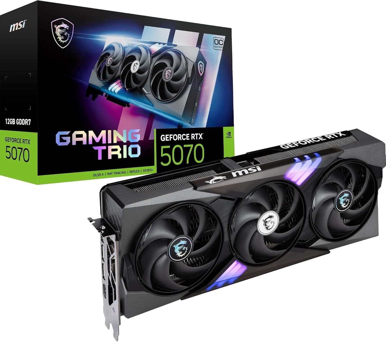 msi GeForce RTX™ 5070 12G GAMING TRIO OC Scheda Video – GDDR7, 28Gbps, PCIe 5.0, HDMI 2.1, DP 2.1, 2625 MHz, 6144 CUDA Cores, 192-bit, TRI FROZR 4, Afterburner, Metal Backplate, 650W PSU raccomandato